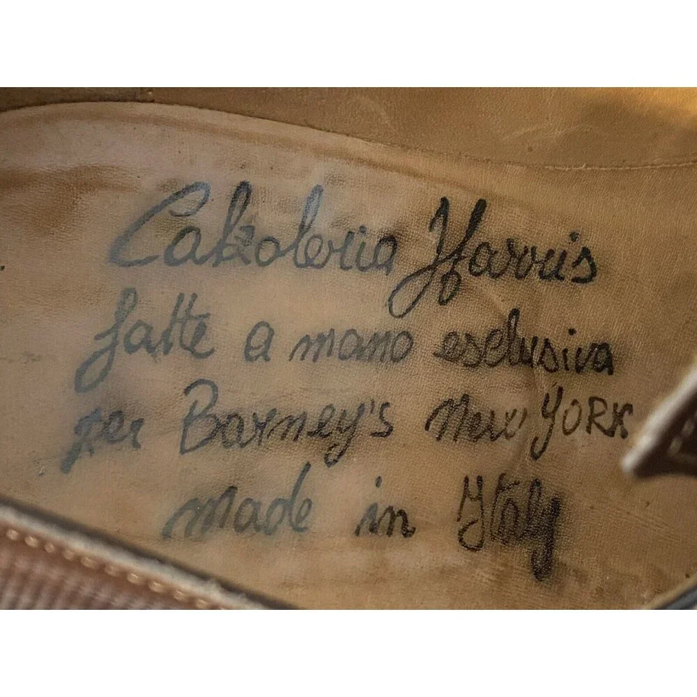 Calzoleria Harris Italy Barney's NY Handmade Oxford Wing Tip Dress Shoes Sz 10.5